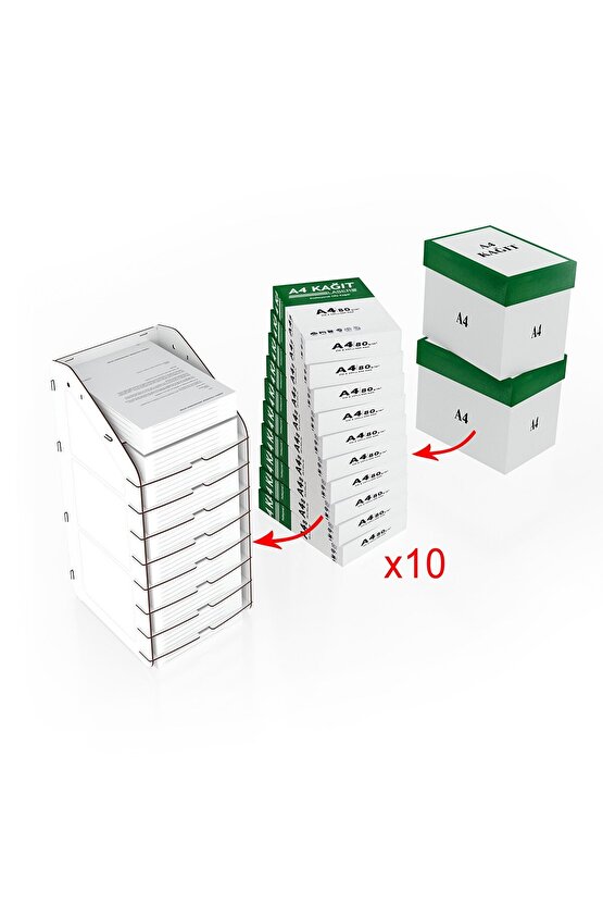 Design Otto Tower Masaüstü Organizer 10 Kat A4 Evrak Rafı 6 Renk
