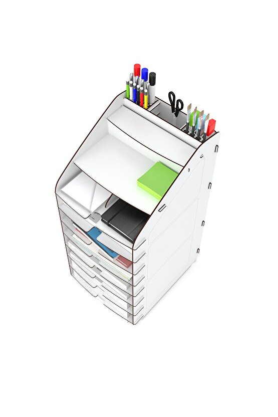 Design Otto Tower Masaüstü Organizer 10 Kat A4 Evrak Rafı 6 Renk