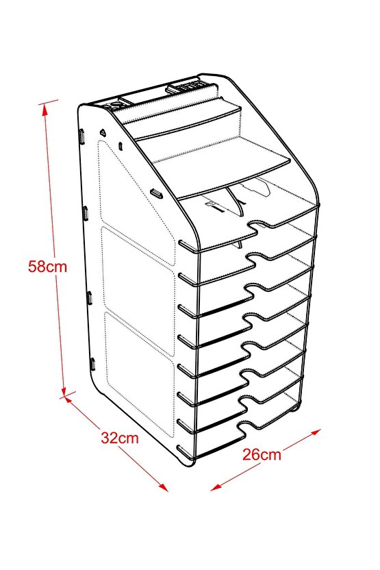 Design Otto Tower Masaüstü Organizer 10 Kat A4 Evrak Rafı 6 Renk