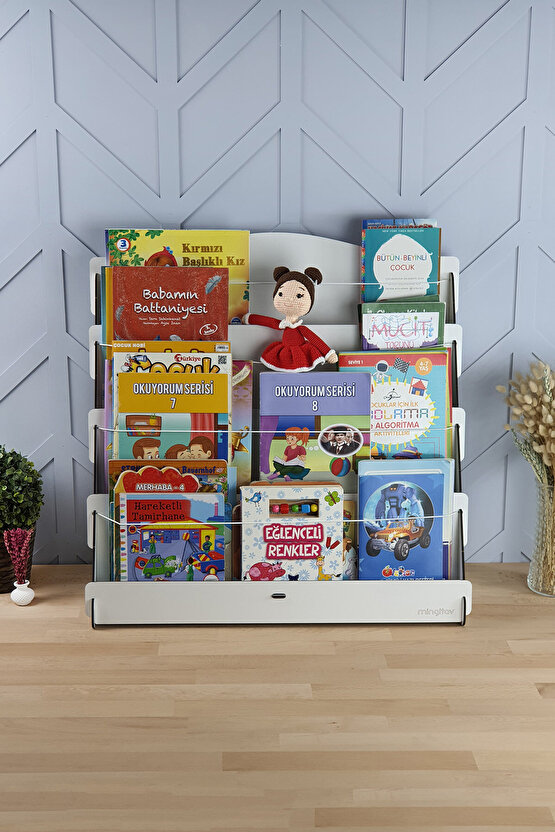 Lucky Montessori Ahşap Çocuk Odası 4 Raflı Kitaplık