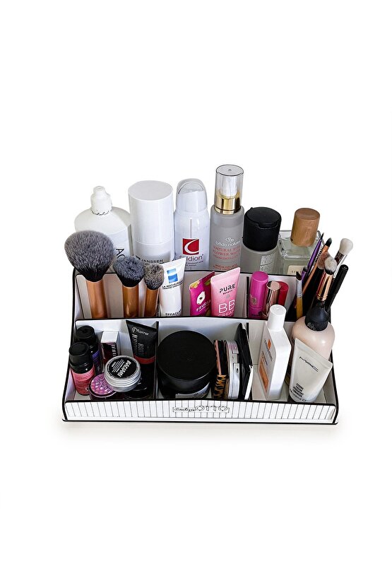 Bella Small Ahşap Makyaj Takı Banyo Kozmetik Düzenleyici Organizer Beyaz