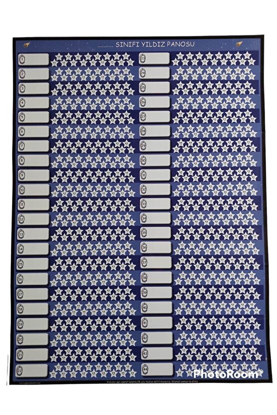 Yıldız Panosu Afiş 44 Kişilik (YAZ-SİL)