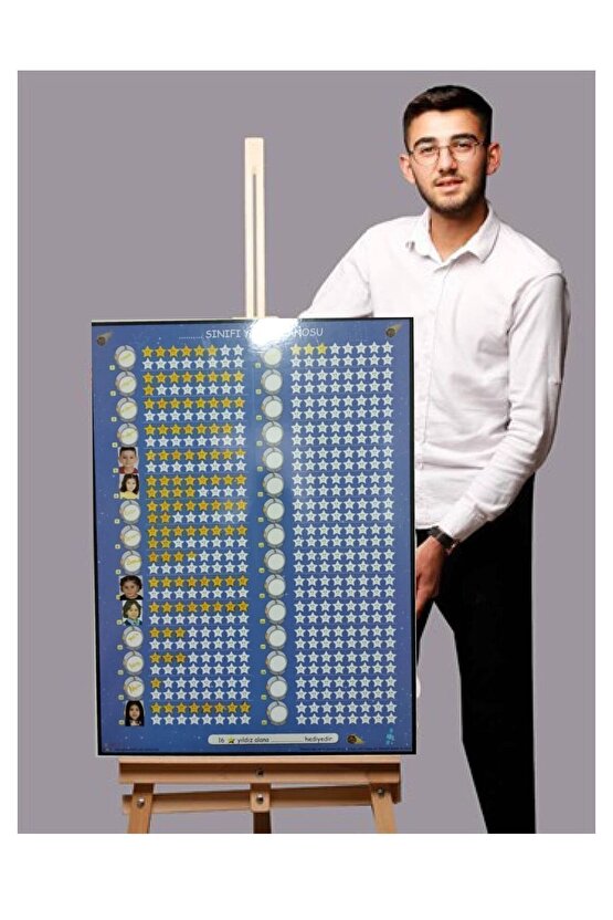 Yıldız Panosu Yaz - Sil Afiş 30 Kişilik Kalemsiz