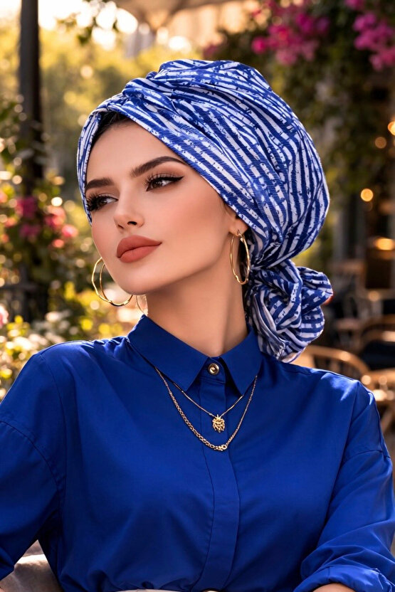 Kot Mavi Çizgili Tokalı Bone