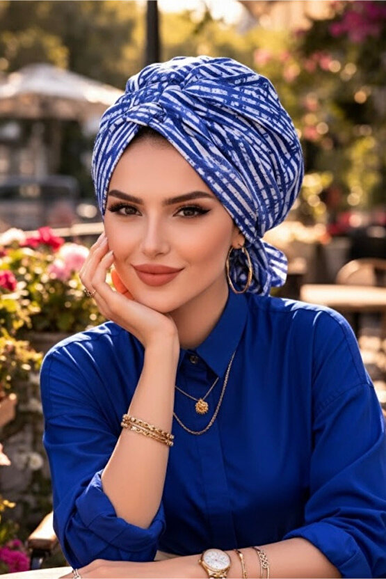 Kot Mavi Çizgili Tokalı Bone