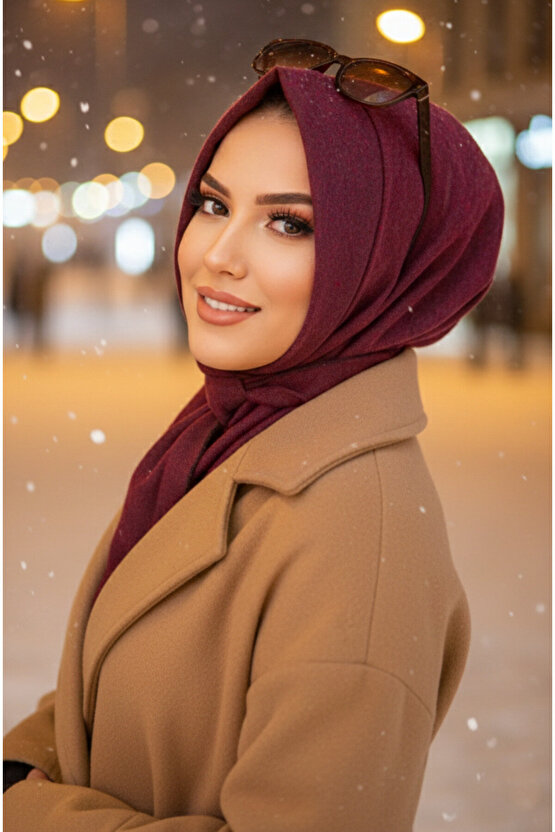 Bordo Kaşe Hazır Eşarp