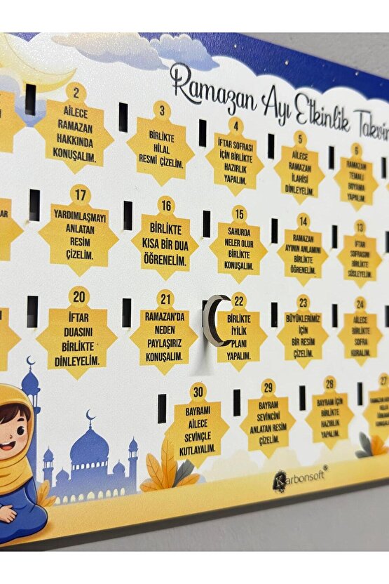 Ramazan Ayı Etkinlik Takvimi – Her Güne 1 Değerli Görev | Çocuklar İçin Eğitici Duvar Takvimi