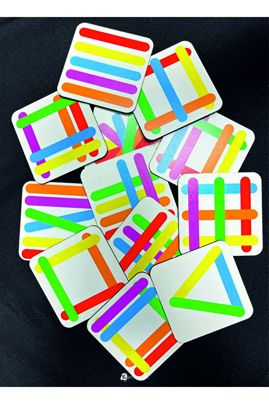 Stick Puzzle Eğitici Ahşap Çubuk Seti – 12 Parça Renkli Şekil Oyunu