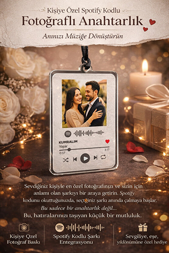  Kişiye Özel Spotify Şarkılı Dikiz Aynası Süsü – Fotoğraf & Müzik Senin Seçimin!