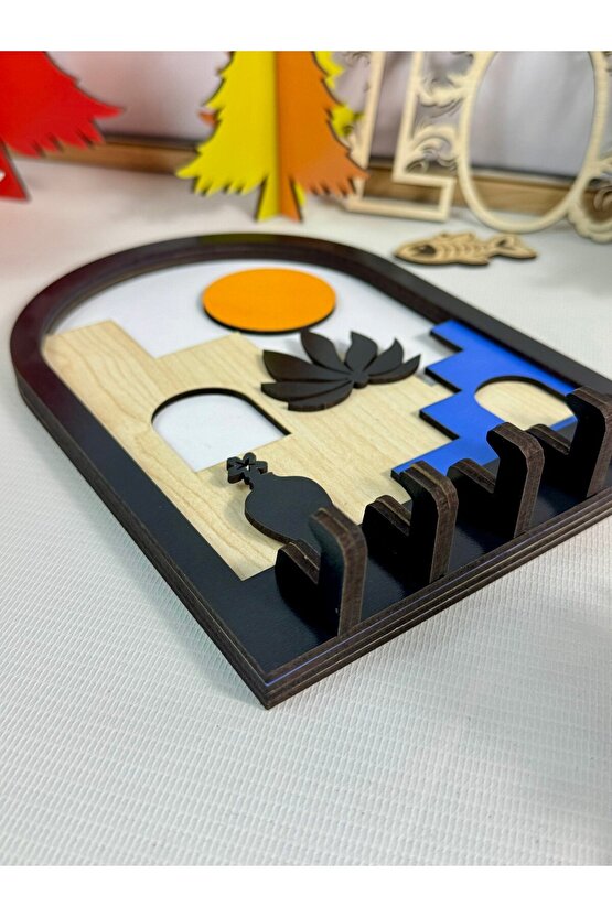 Dekoratif Soyut Merdiven Tasarım 3D Katmanlı Ahşap Duvar Anahtarlık