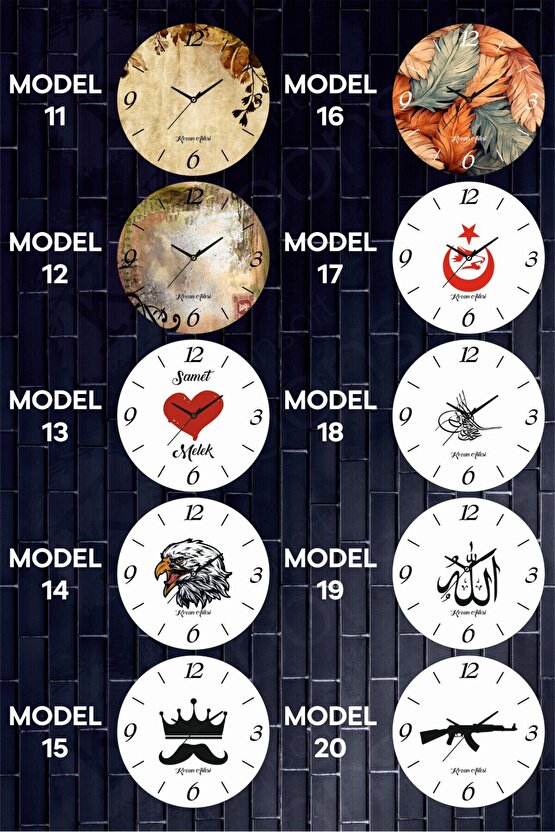 30 Farklı Model Kişiye Özel Saat - Ahşap Kalitesi ve Şık Tasarımlar, Futbol, Bohem, Türk Desenli