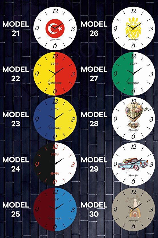 30 Farklı Model Kişiye Özel Saat - Ahşap Kalitesi ve Şık Tasarımlar, Futbol, Bohem, Türk Desenli