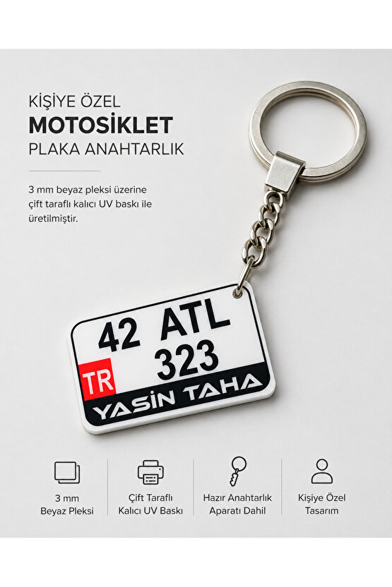 Kişiye Özel Pleksi Motorsiklet Plaka  Anahtarlık