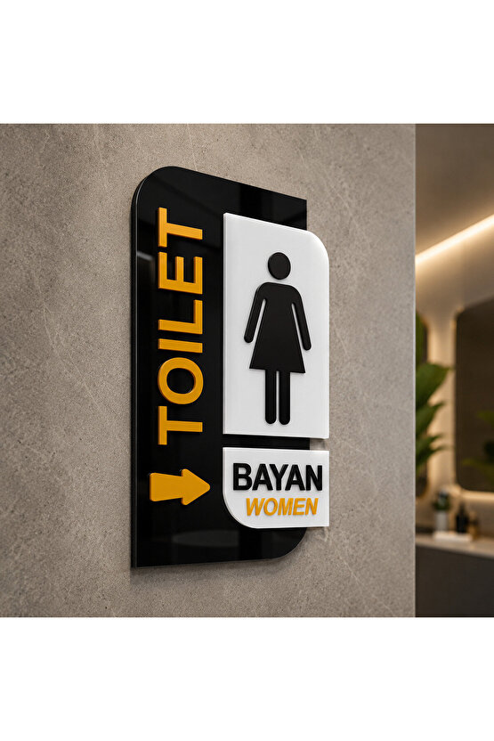 Parlak Pleksi WC BayBayan toilet Yönlendirme Levhası