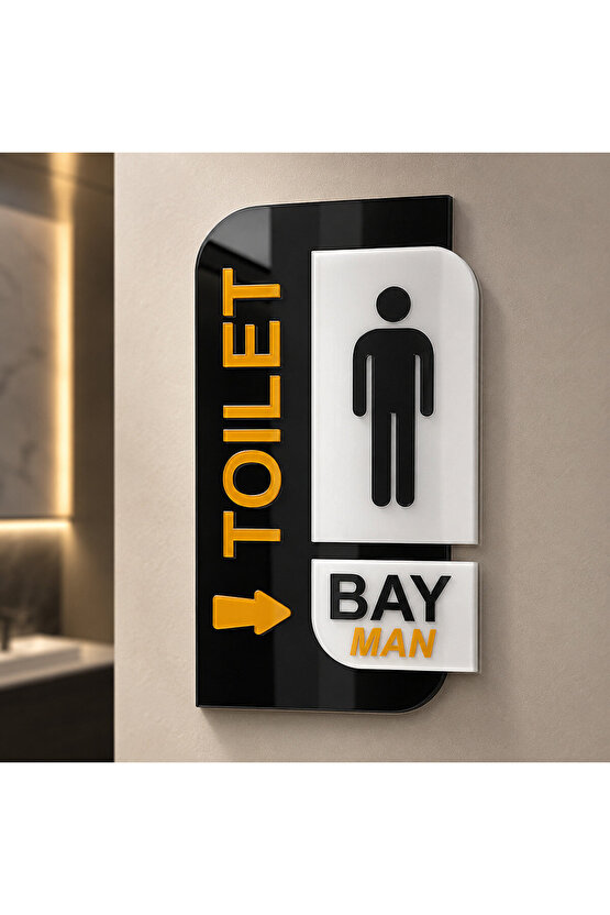 Parlak Pleksi WC BayBayan toilet Yönlendirme Levhası