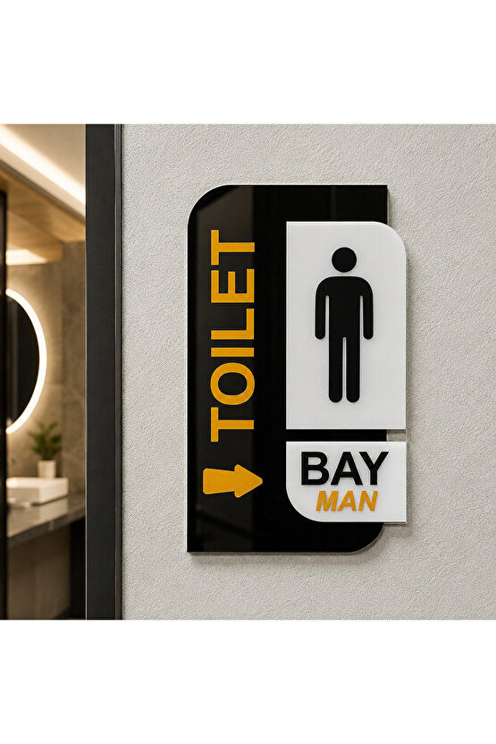 Parlak Pleksi WC BayBayan toilet Yönlendirme Levhası