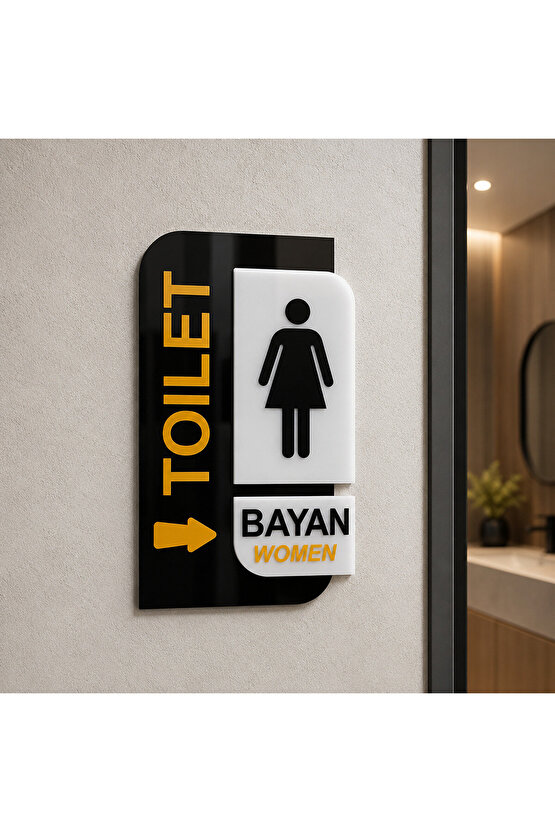Parlak Pleksi WC BayBayan toilet Yönlendirme Levhası