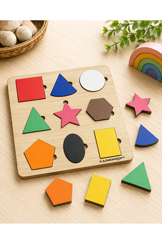 Montessori Egitici Ahsap Oyuncak, Egitici Kutu Oyunu, Ahsap Esleme Oyuncagı, Renk Puzzle