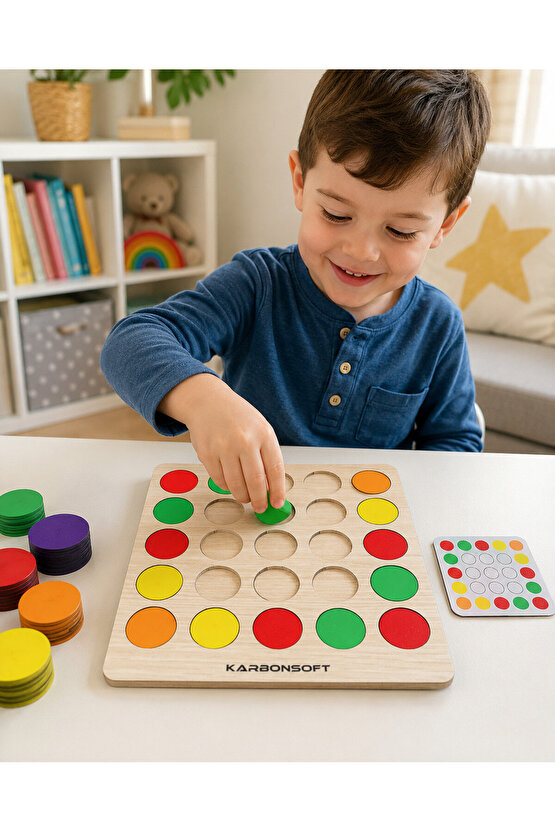 Montessori Egitici Ahsap Oyuncak, Egitici Kutu Oyunu, Ahsap Esleme Oyuncagı, Renk Esleme-Bulmaca