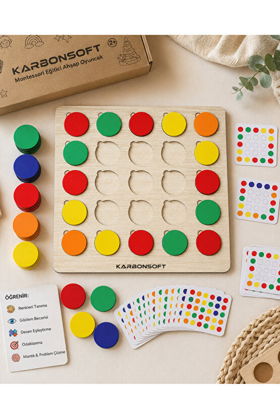Montessori Egitici Ahsap Oyuncak, Egitici Kutu Oyunu, Ahsap Esleme Oyuncagı, Renk Esleme-Bulmaca