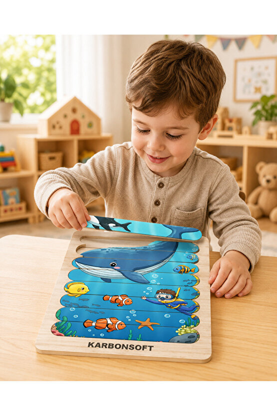Cubuk Puzzle, 10lu Set Puzzle, Hayvan Puzzle, Montesorri Puzzle, Hayvan Yapboz, 10lu Yapboz