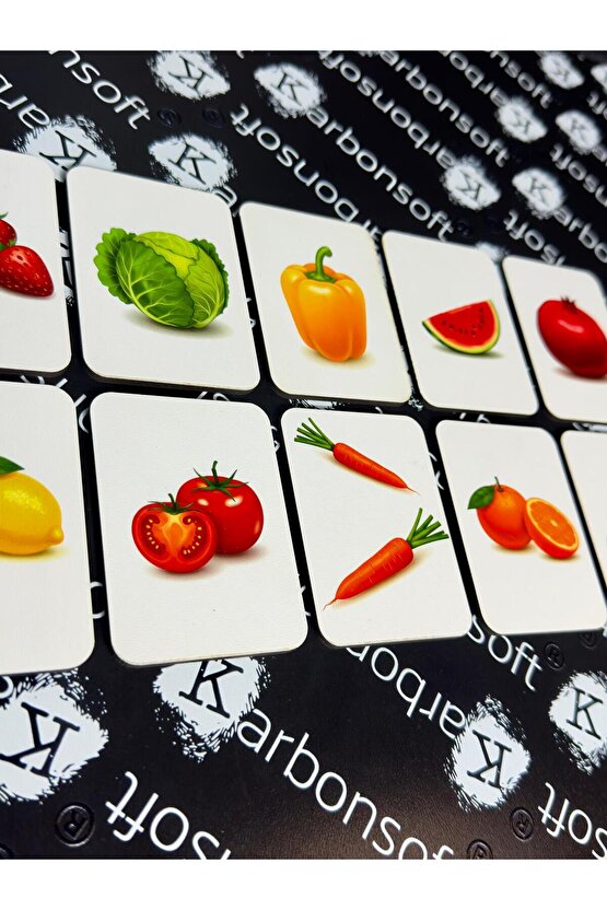 Zeka Kartları Ahşap Eğitici Hafıza Eşleştirme Oyunu Sevimli Meyveler Oyuncak ( 5,5 x 7,5 CM)