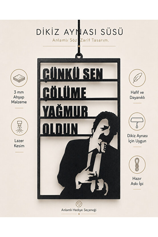Araba Süsü Ahşap Müslüm Gürses Dikiz Aynası Süsü Hediyelik Eşya Oto Aksesuar