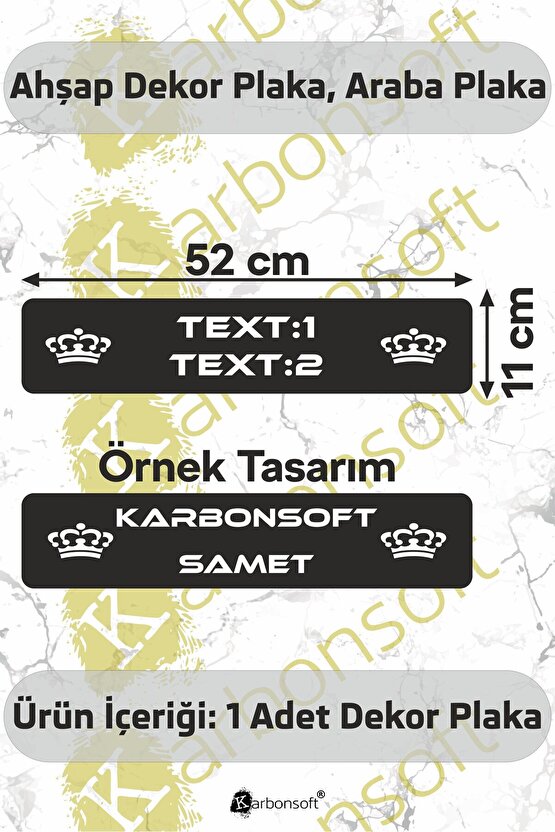 Kişiye Özel Dekor Plaka, Araba Plaka, Isimli Plaka, Cam Önü Plakası, Aksesuar Plaka