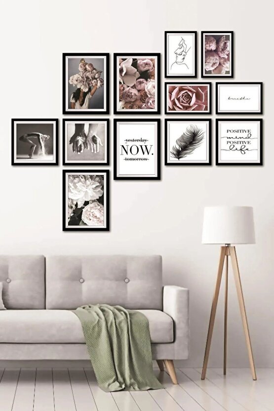 12 Parça Ahşap Mdf Tablo Seti Çerçeve Görünümlü