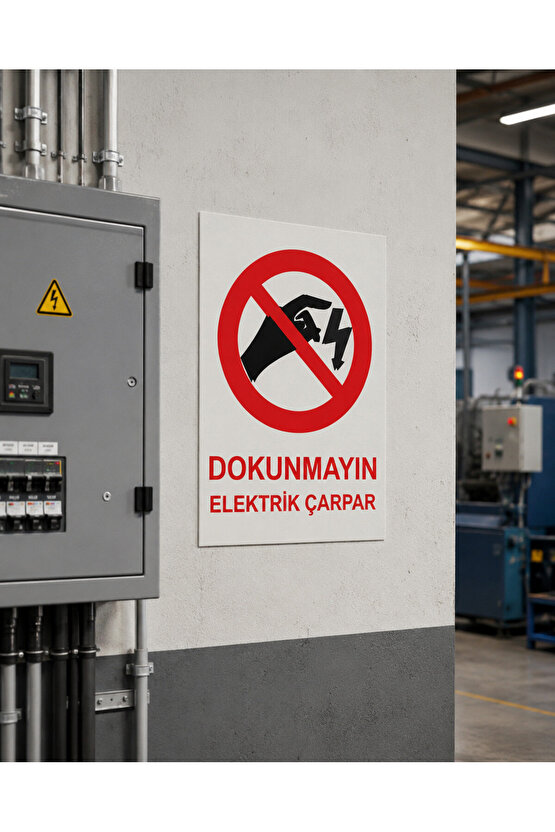 Iş Güvenliği Uyarı Levhası Dokunmayın Elektrik Çarpar