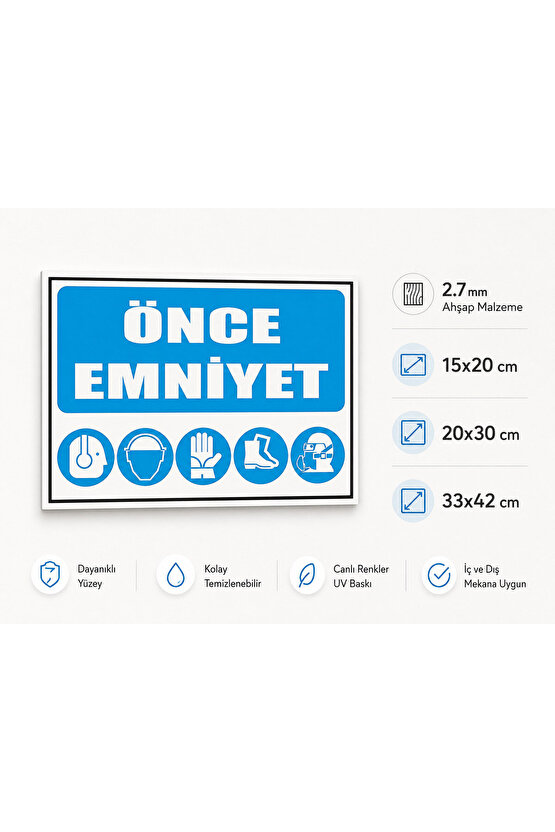 Iş Güvenliği Uyarı Levhası Önce Emniyet