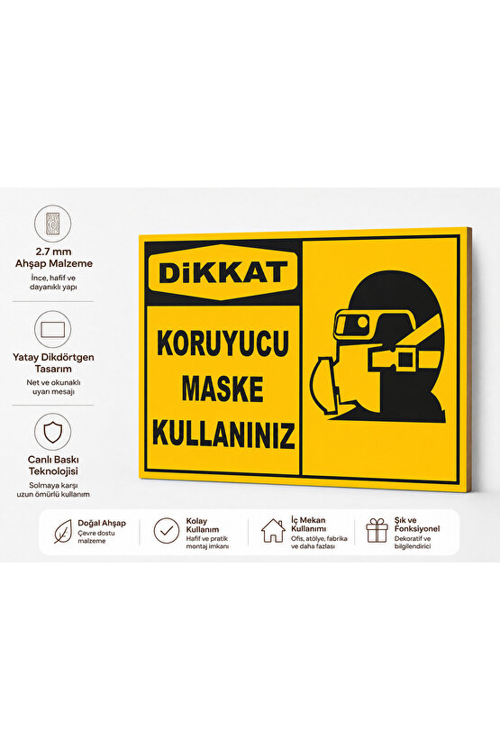 Iş Güvenliği Uyarı Levhası Koruyucu Maske Kullanınız