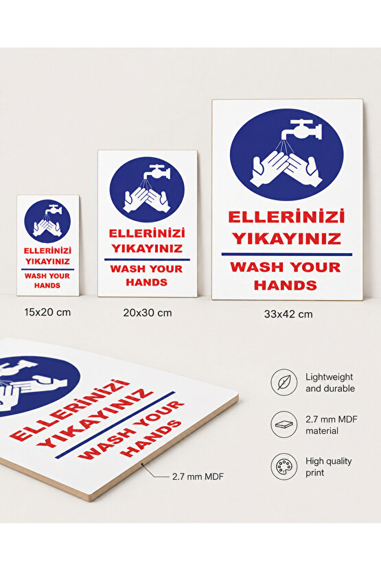 Iş Güvenliği Uyarı Levhası Ellerinizi Yıkayınız