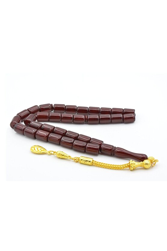Kesme Model Kahverengi Sıkma Kehribar Tesbih