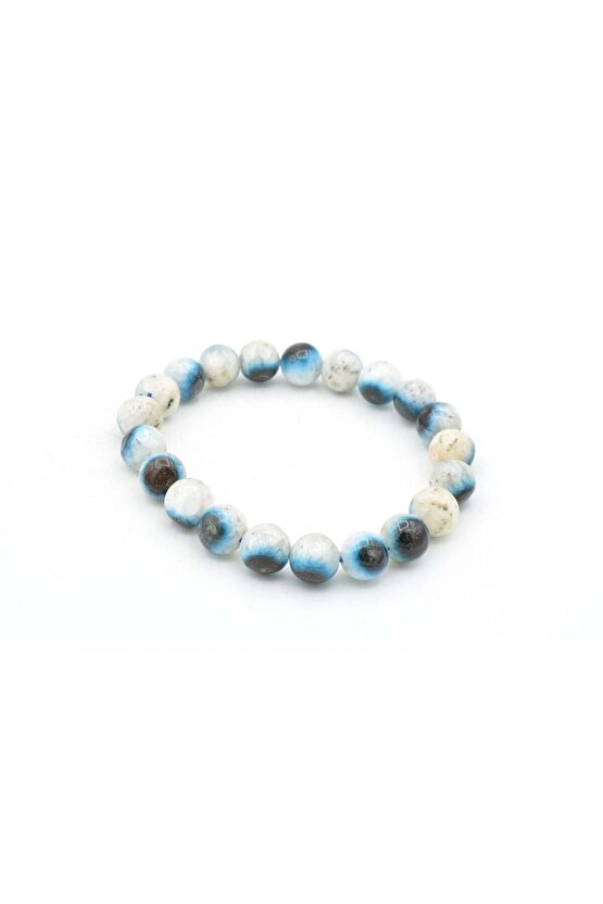 Hakiki Doğal Blue Ice Glaserit Taşı Bileklik 9 Mm