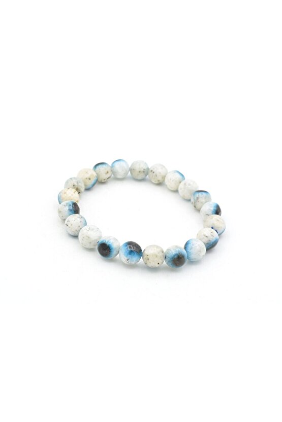 Hakiki Doğal Blue Ice Glaserit Taşı Bileklik 9 Mm
