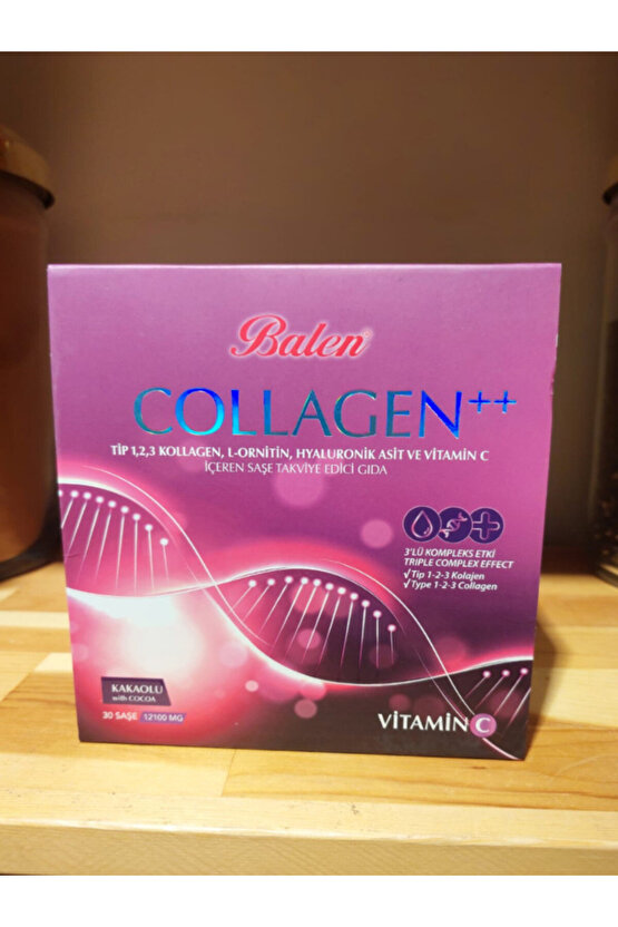 COLLAGEN 3LÜ KOMPLEKS ETKİ - Kollagen Tip 1-2-3 Hyaluronik Asit + C Vitamini + L-Ornitin 30 Şase