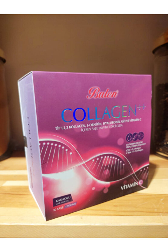 COLLAGEN 3LÜ KOMPLEKS ETKİ - Kollagen Tip 1-2-3 Hyaluronik Asit + C Vitamini + L-Ornitin 30 Şase
