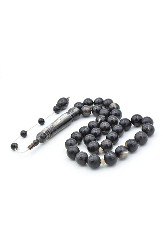 Sistemli Küre Kesim Dev Boy Siyah Koç Boynuzu Tesbih 12 Mm