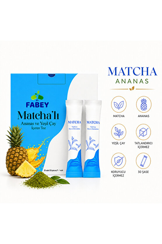 Matchalı Ananas ve Yeşil Çay Tozu 30 Saşe 120 g