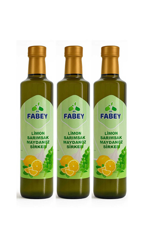 esfabey Limon Sarımsak Maydanoz Sirkesi 500 ml Cam Ambalaj x 3 Adet
