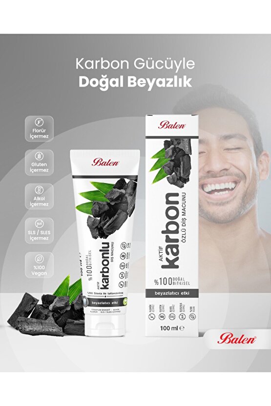 Doğal AKtif Karbon Özlü Diş Macunu * 100 ML