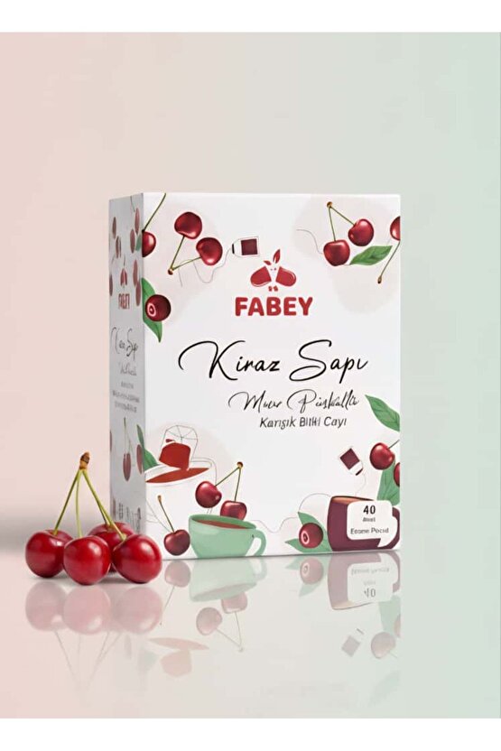 esfabey Kiraz Saplı Mısır Püsküllü Karışık Bitki Çayı 40 Adet Süzen Poşet Çay