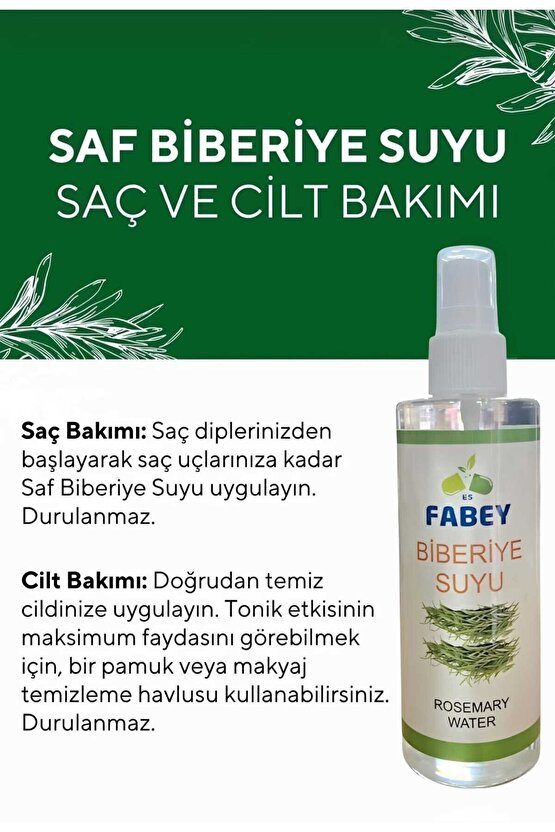 Biberiye Suyu Dökülme Karşıtı Ve Saç Uzamasını Destekleyici Saç Toniği %100 Doğal - 200ml