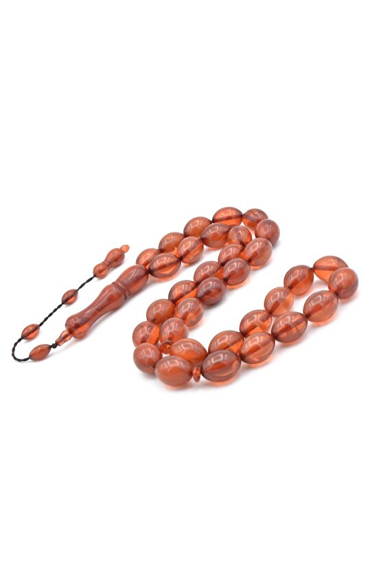 Sistemli Dev Boy Beyzi Kesim Hareli Kırmızı Toz Kehribar Tesbih
