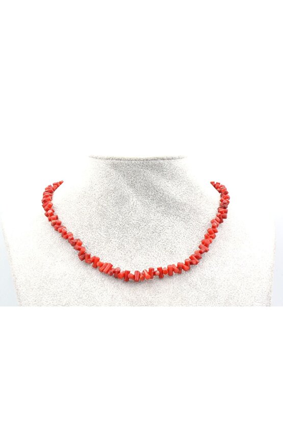 Choker Model Doğal Dal Kırmızı Mercan Kolye
