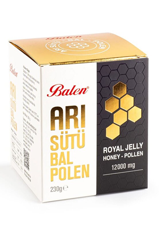 Arı Sütü Bal Polen Süper Doz (12000 MG) 230 gr 3 Adet