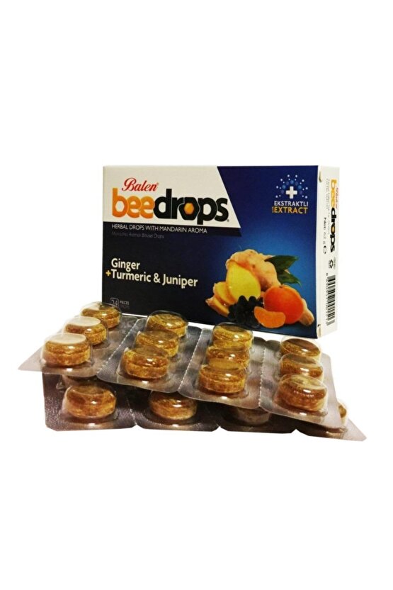 2li Beedrops Zencefil Zerdeçal Ardıç Mandalina Aromalı Drops 24 Adet Boğaz Pastili