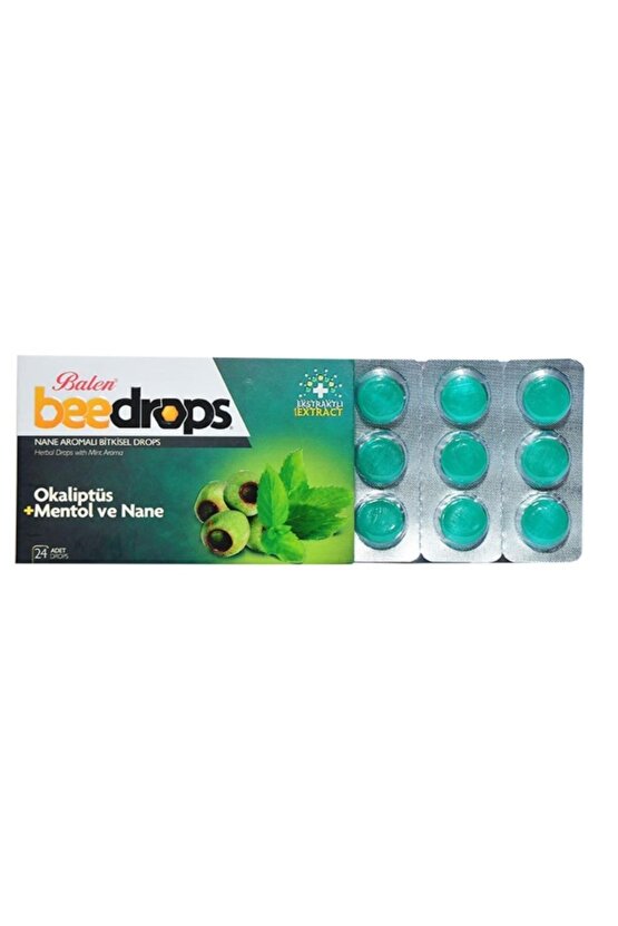 2li Beedrops Okaliptus Mentollü Nane Aromalı Drops 24 Adet Mentol Boğaz Pastili