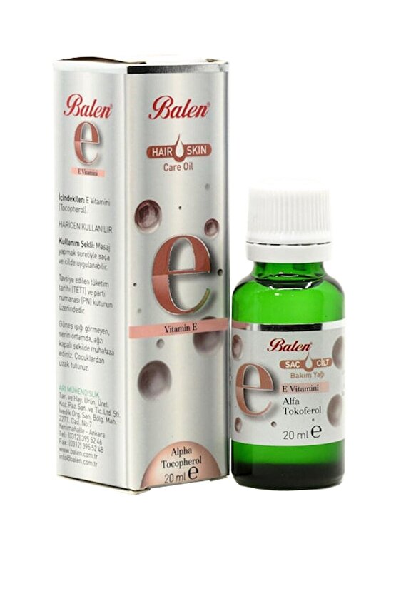 3 Kutu E Vitamini 20 Ml. Saç Ve Cilt Bakım Yağı Vitamin E 3 Adet 20 Cc. E Vitamini